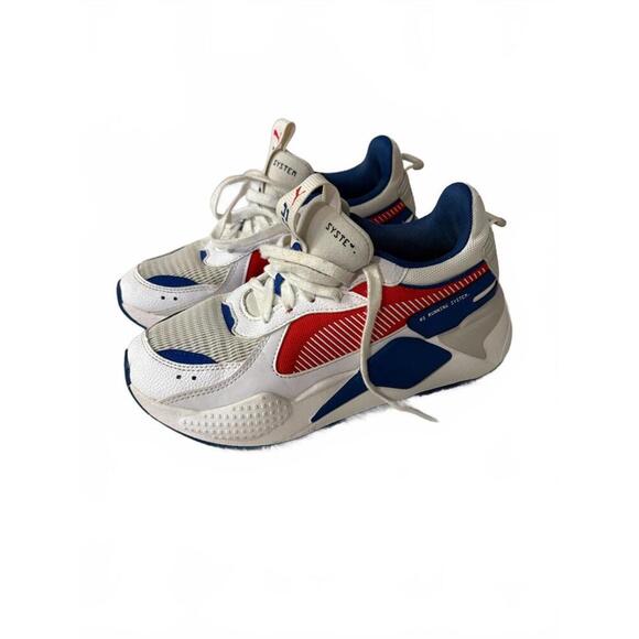 PUMA RS-X YOUTH‎ SIZE 5C RUNNING SHOES WHITE BLUE RED - Picture 1 of 6